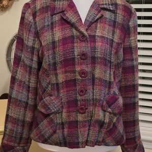 Christopher & Banks Petite Medium Soft Washable Plaid Blazer